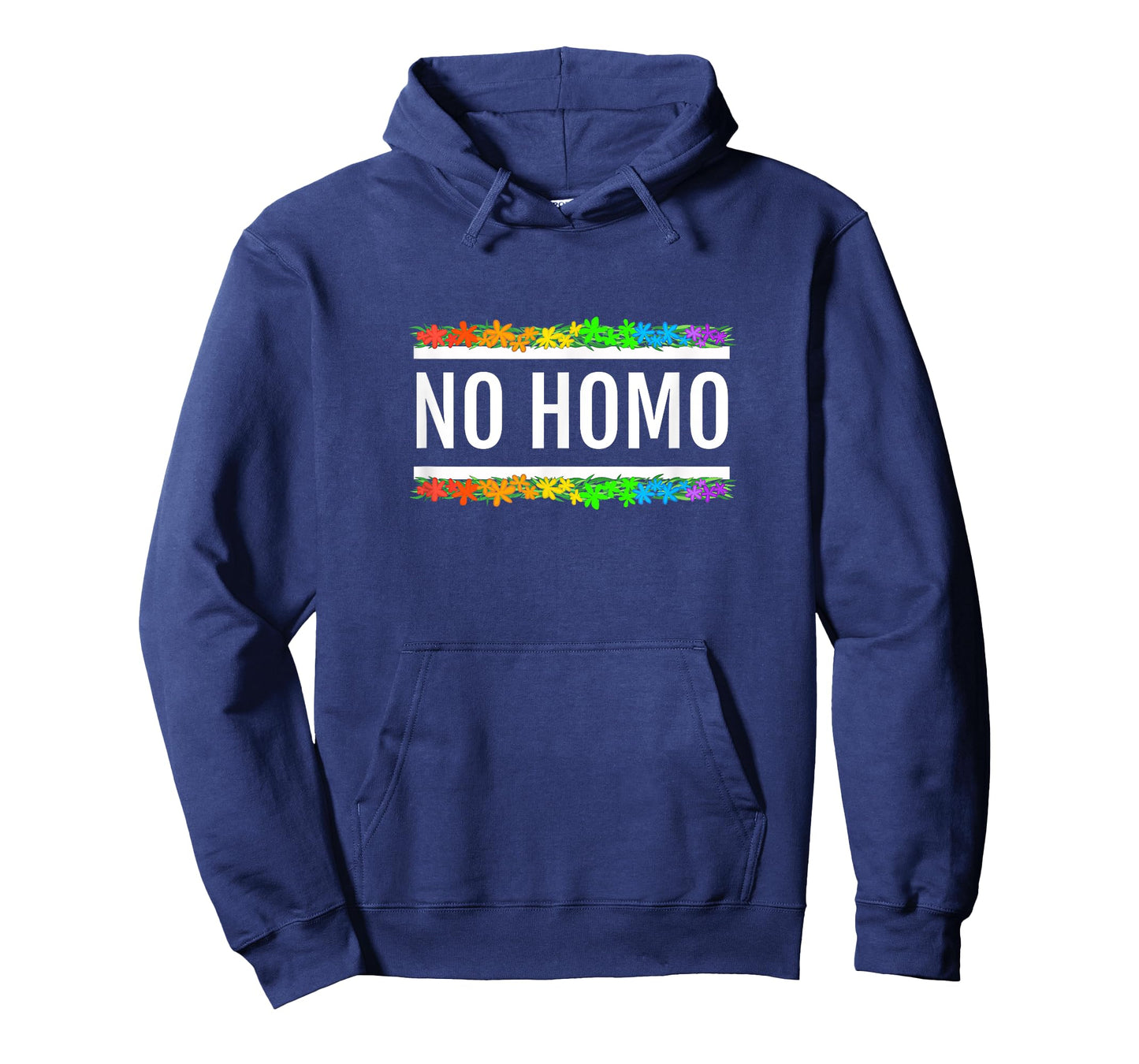 No Homo Rainbow Floral Shirt (White Text) - Gay Pride T-Shirt