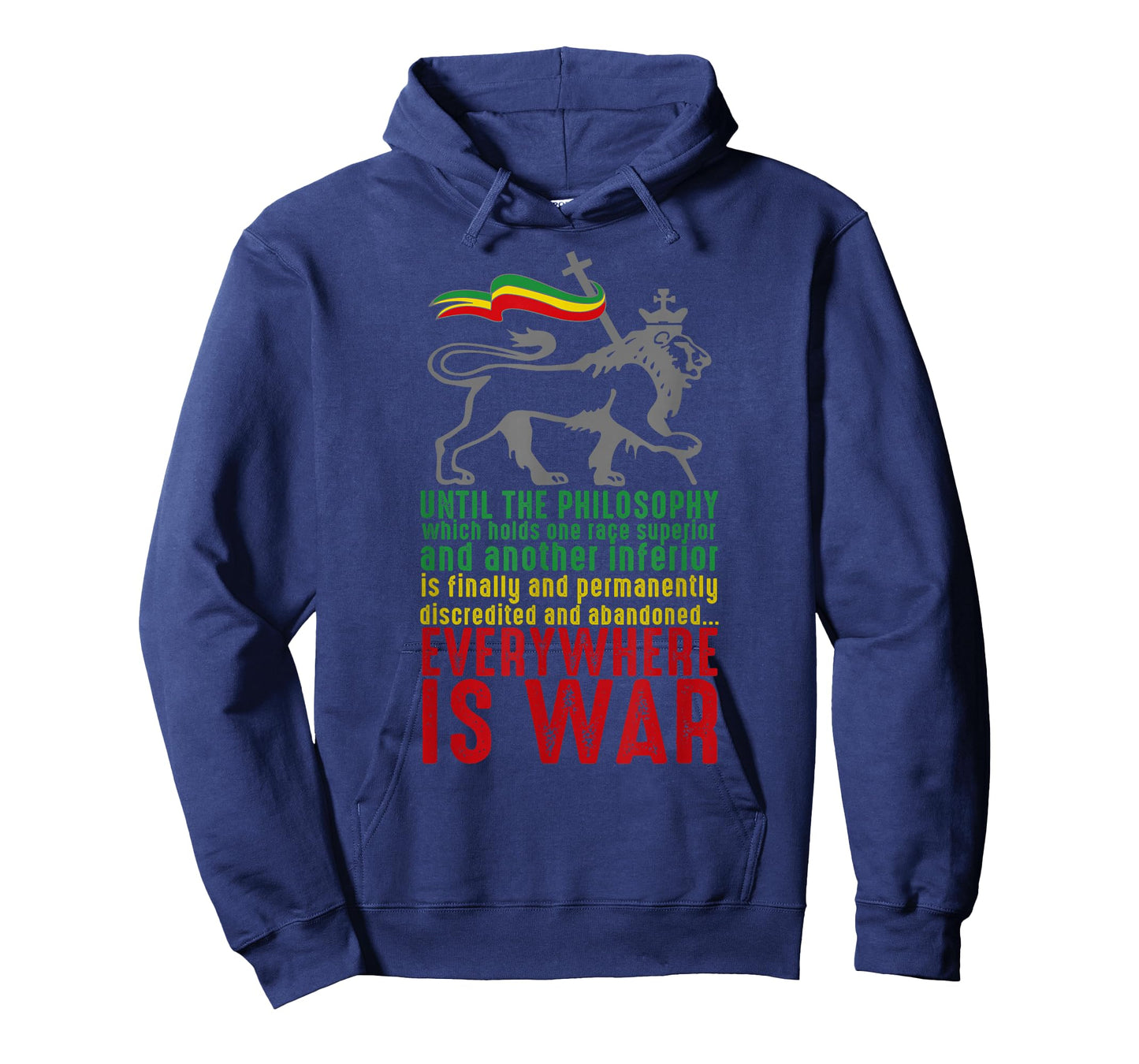 EVERYWHERE IS WAR Haile Selassie Speech Judah Lion Reggae T-Shirt