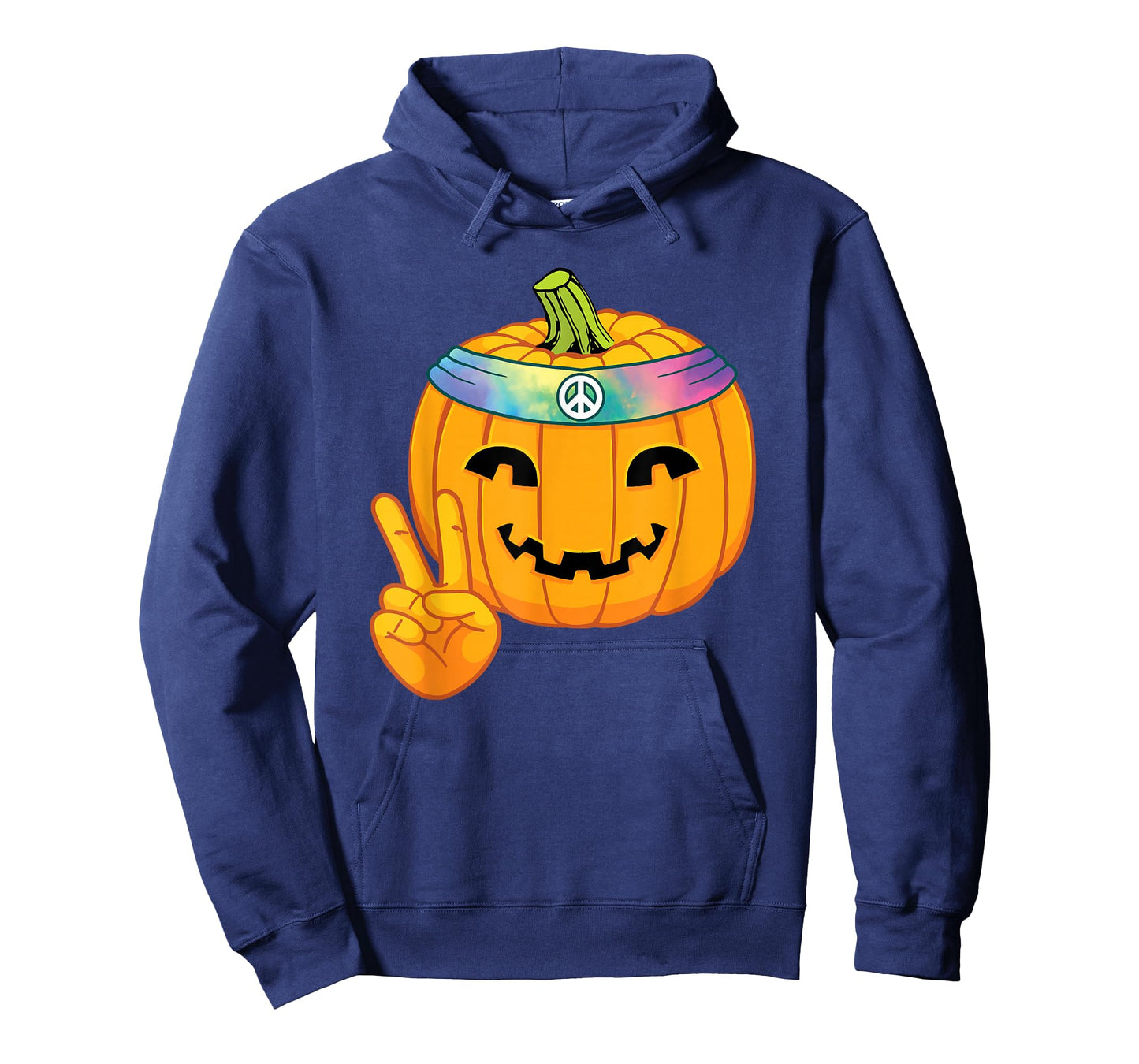 Hippie Halloween Pumpkin Peace Sign Hand Headband Tie Dye T-Shirt