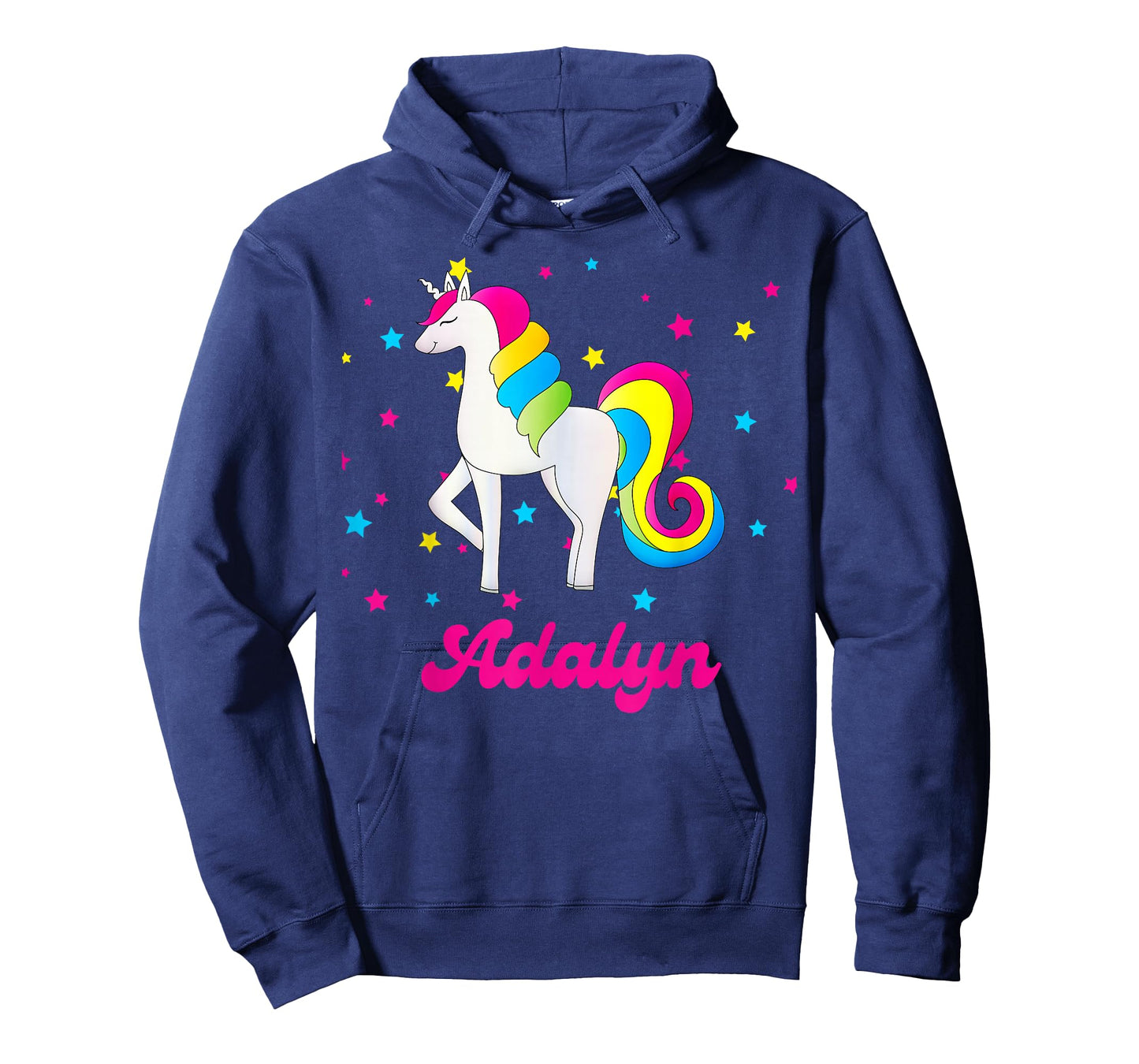 Cute Rainbow Unicorn Pink and Blue Personalized Adalyn T-Shirt