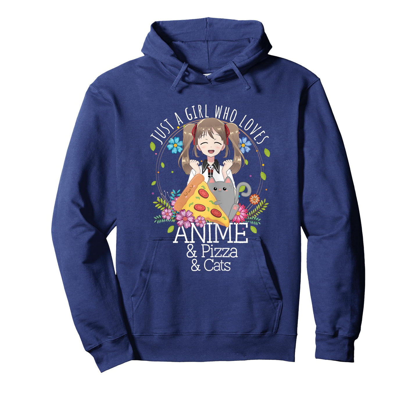 Just A Girl Who Loves Anime & Pizza & Cats Lover Otaku Gift T-Shirt