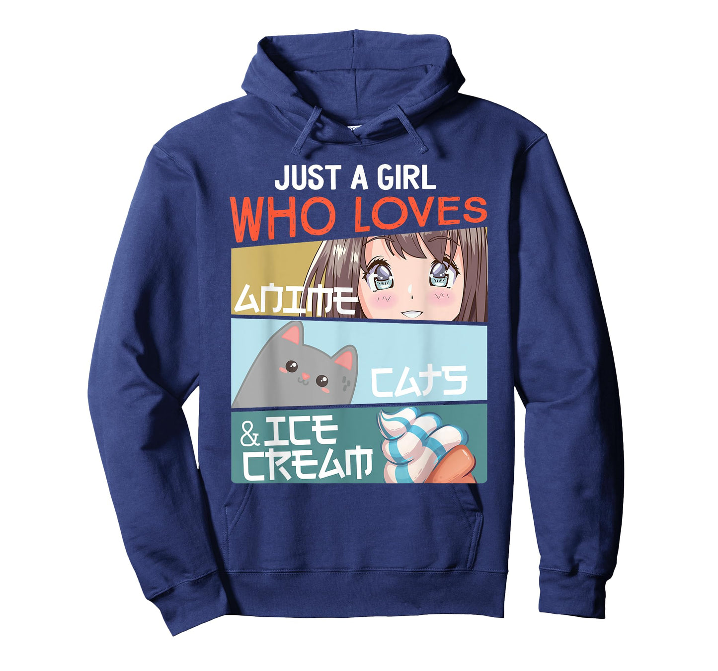 Just A Girl Who Loves Anime Cats Ice Cream Otaku Manga Lover T-Shirt