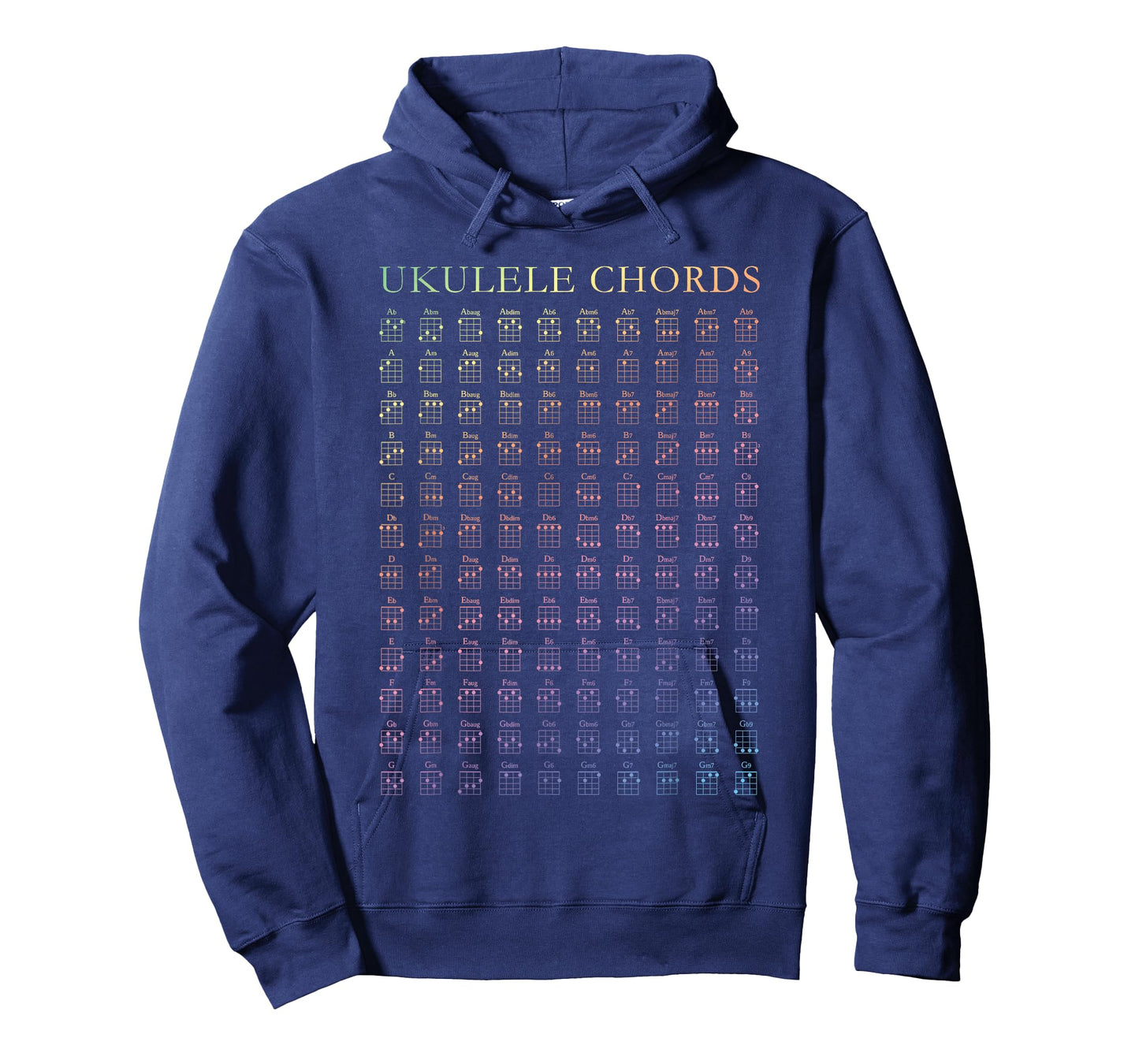 Ukulele Rainbow Chords Chart GCEA Tuning Uke Notes T-Shirt