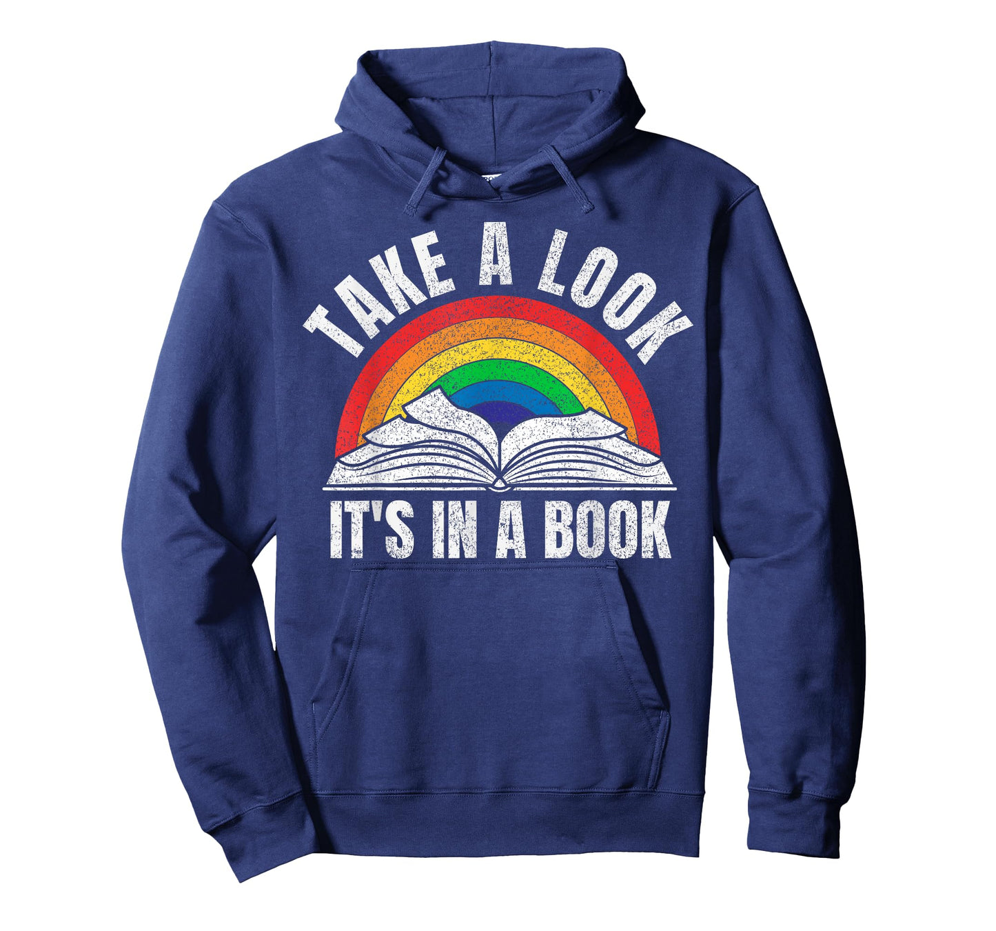 Vintage Retro Rainbow take a Look It's in a Book Reading Art T-Shirt Small