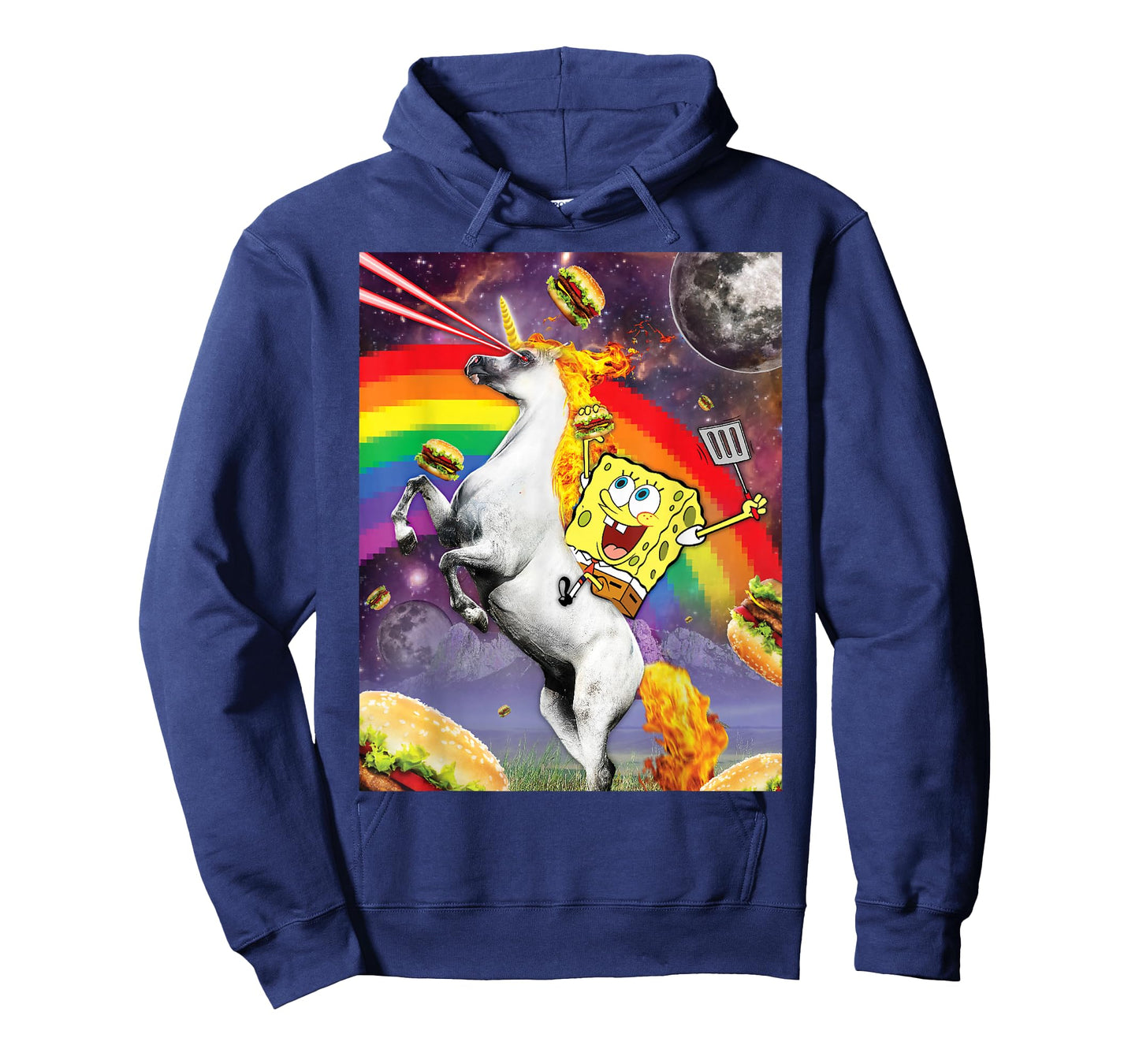 Spongebob SquarePants Unicorn Riding With Rainbow T-Shirt T-Shirt