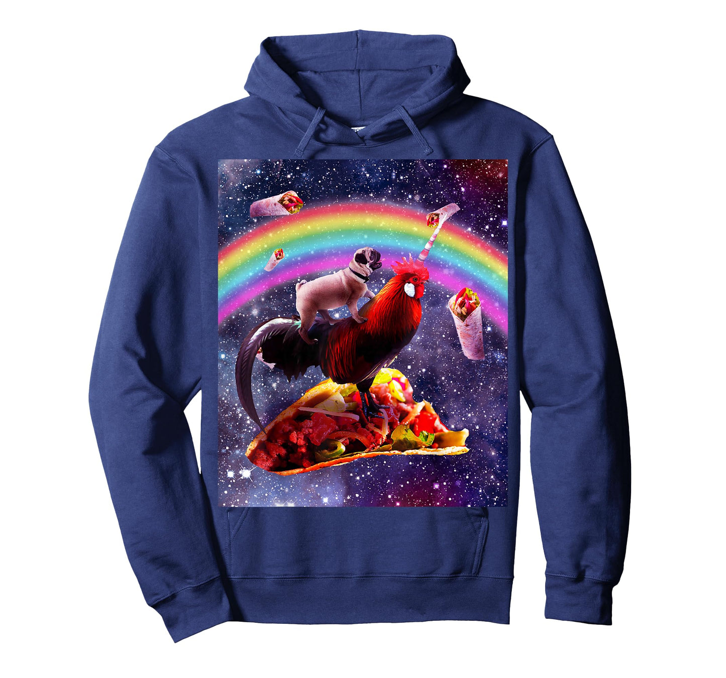 Space Pug Riding Chicken Unicorn - Taco & Burrito T-Shirt
