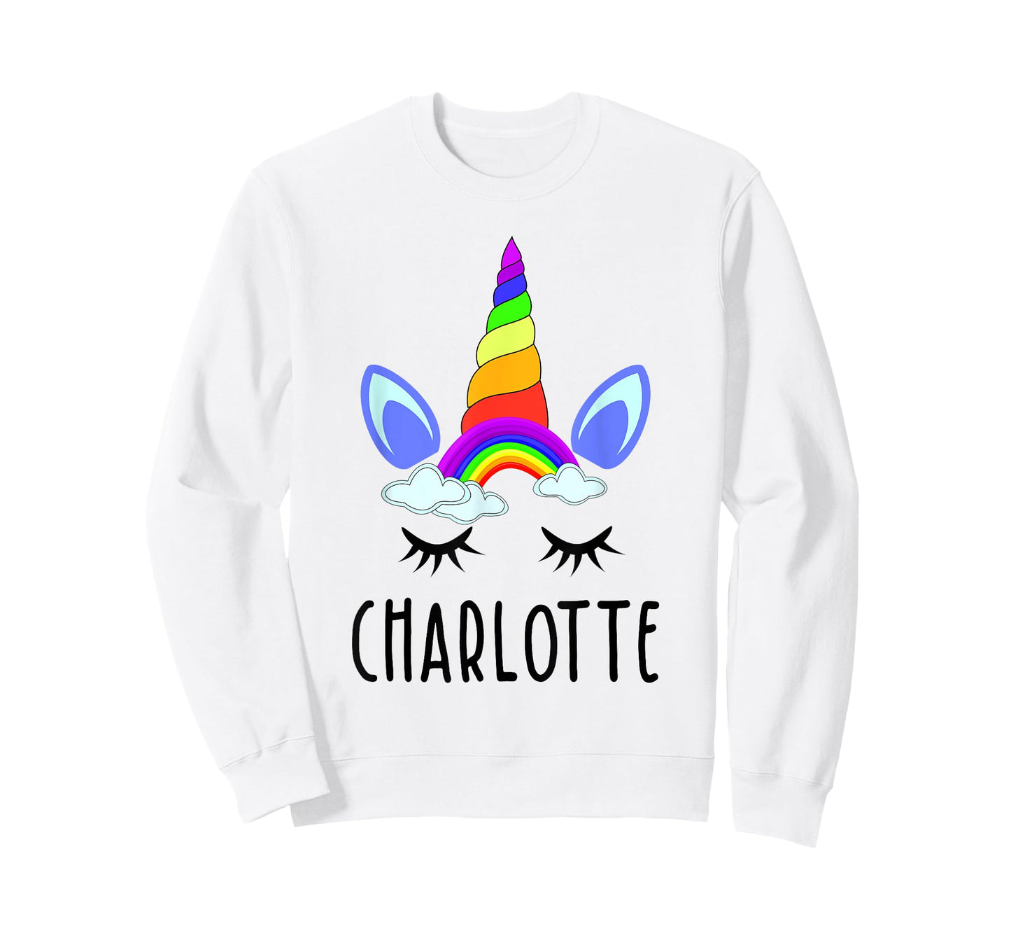 Charlotte Rainbow Unicorn Personalized Girl's First Name T-Shirt