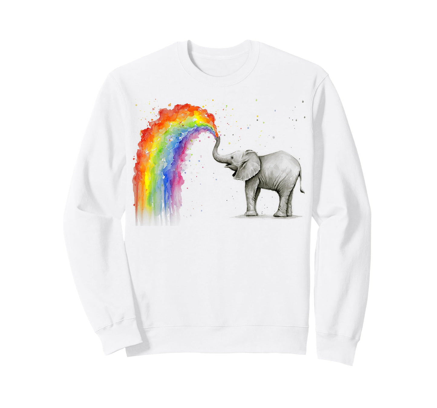 Elephant Spraying Rainbow T-Shirt Baby Elephant Watercolor T-Shirt
