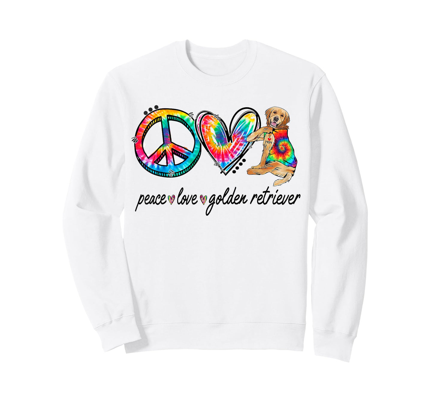 Peace Love Golden Retriever Tie Dye Rainbow Dog Lover T-Shirt