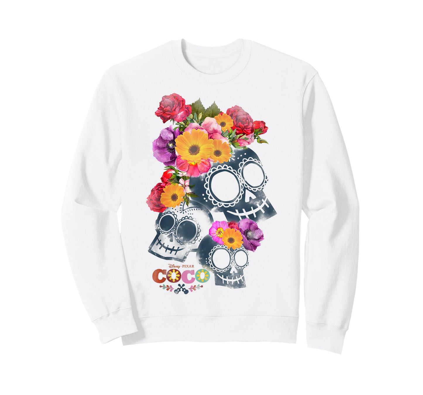 Disney Pixar Coco Calaveras Floral Skulls Rainbow Logo T-Shirt