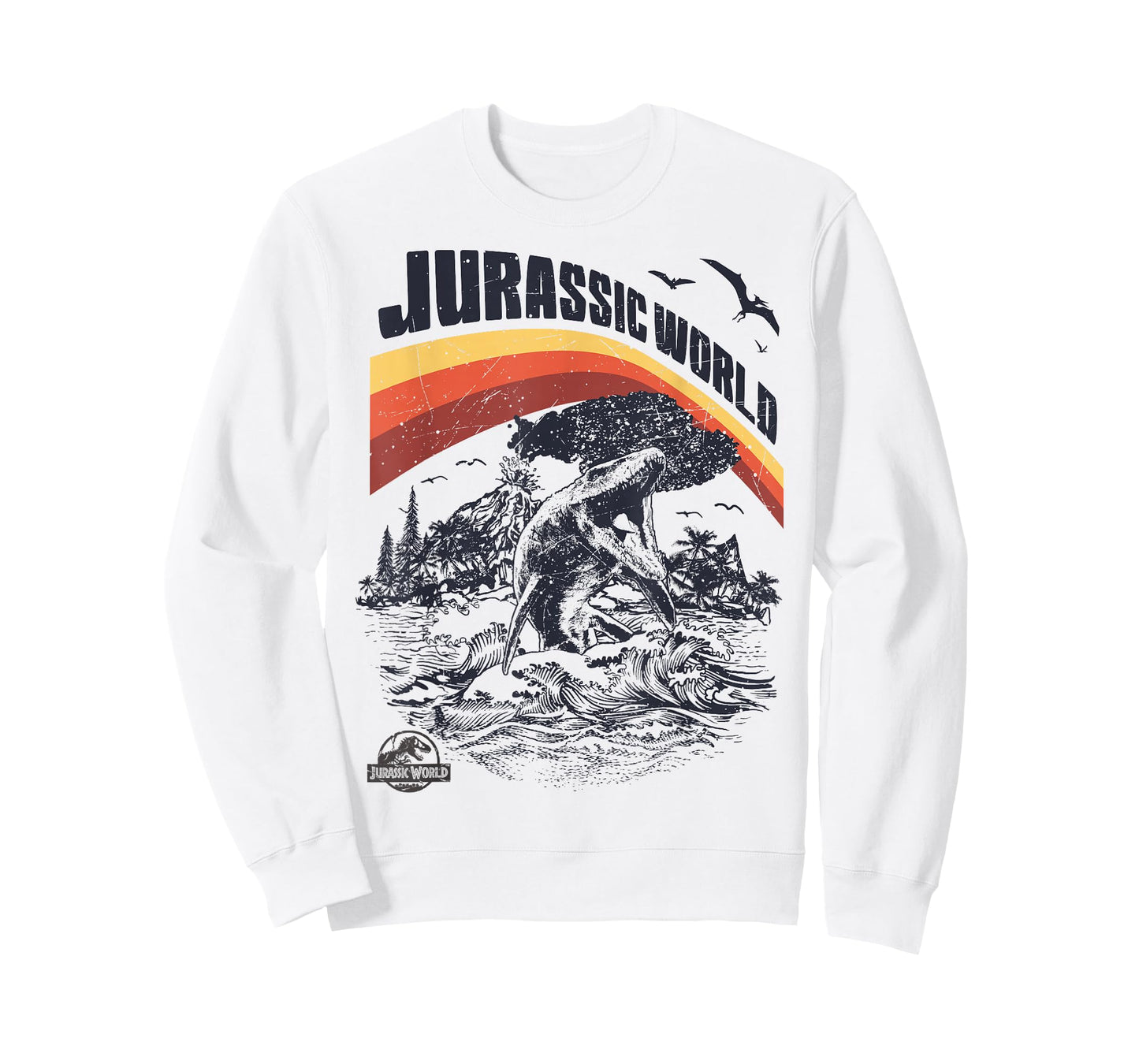 Jurassic World Two Mosasaurus Retro Rainbow Graphic T-Shirt T-Shirt