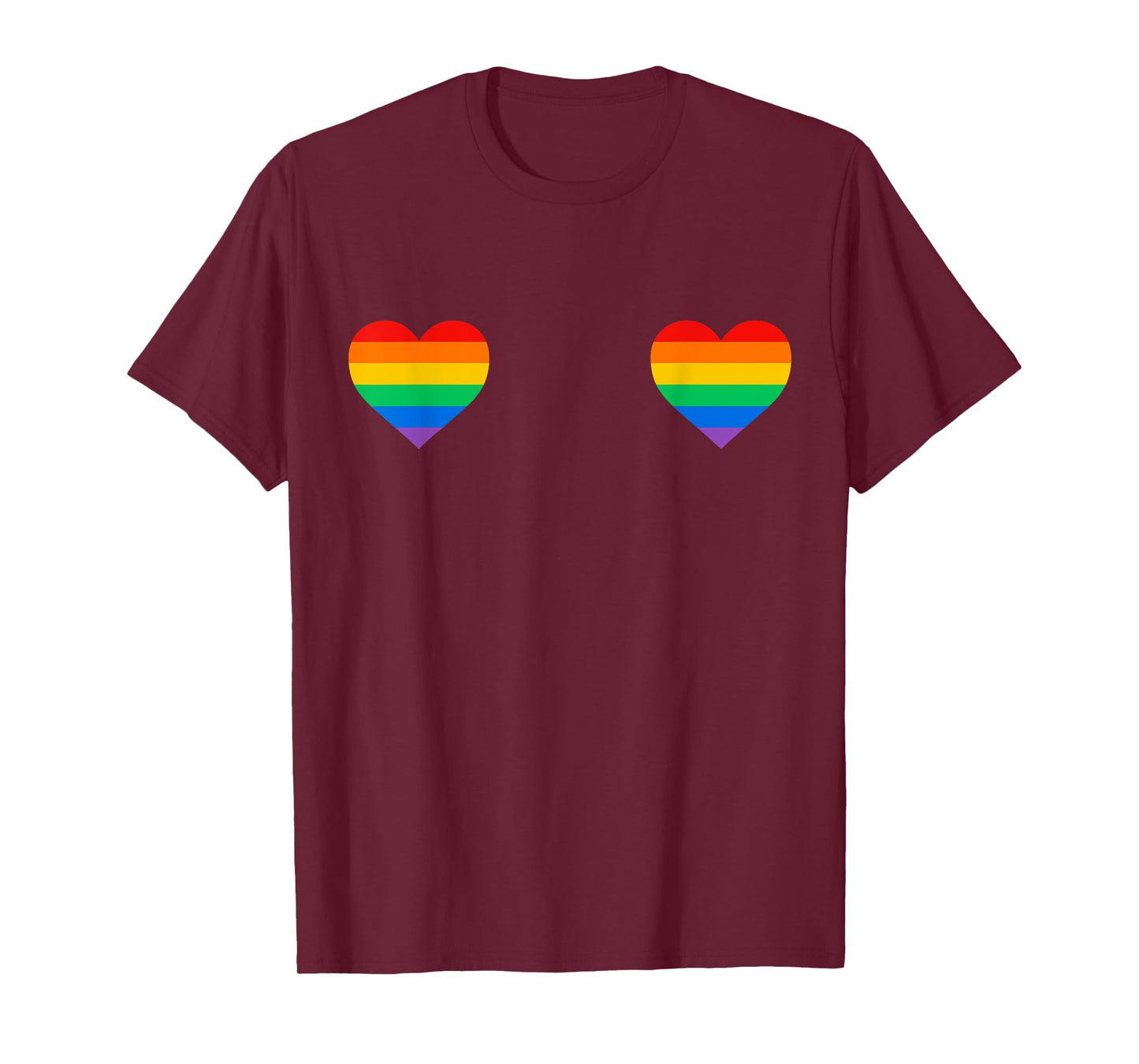 Gay Pride Rainbow Heart Boobs LGBTQ Shirt T-Shirt