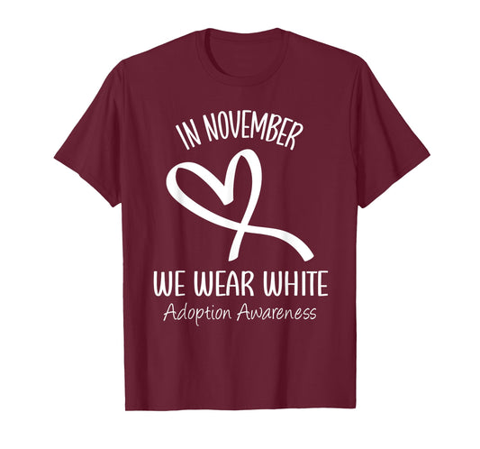 Rainbow In November We Wear White Adoption Awareness Ribbon T-Shirt