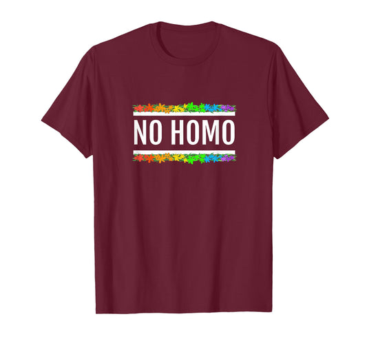 No Homo Rainbow Floral Shirt (White Text) - Gay Pride T-Shirt