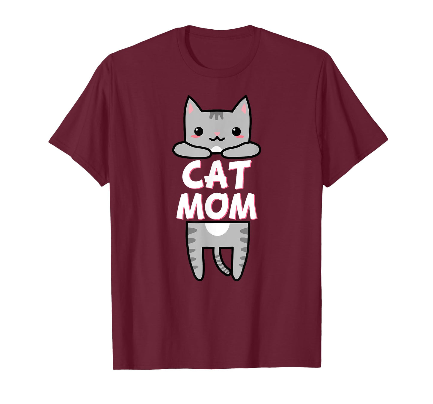 Cat Mom Kawaii Grey Tabby Kitty Cute Cat Men Women Kids T-Shirt