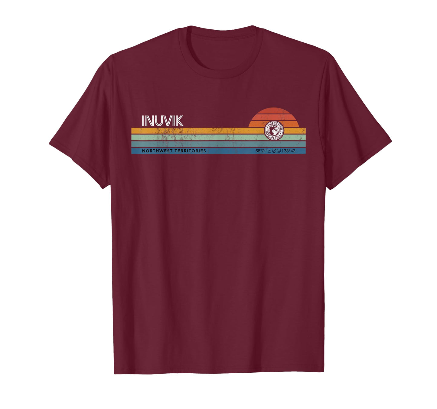 Inuvik Northwest Territories Canada Retro Sunset Rainbow T-Shirt