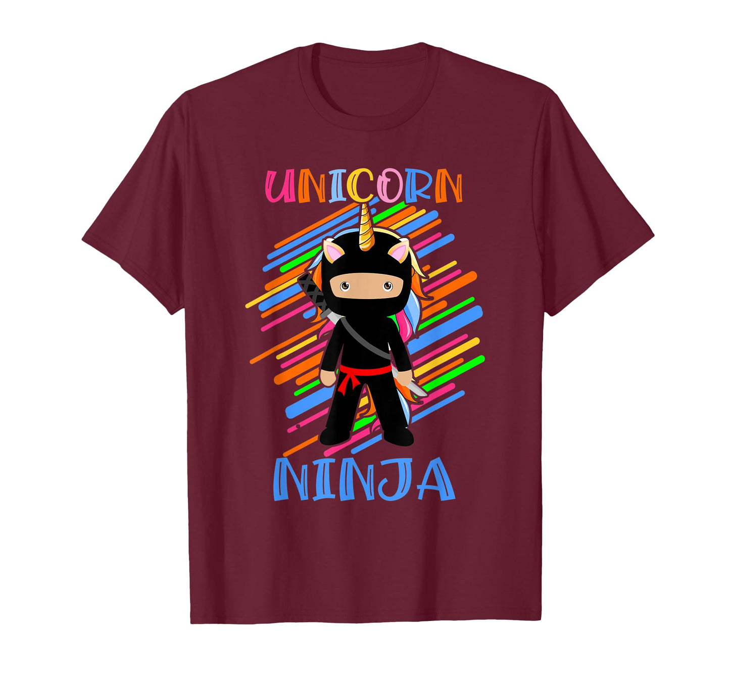 Cute Unicorn Ninja Rainbow Fighter Lover Boys Girls Kids T-Shirt