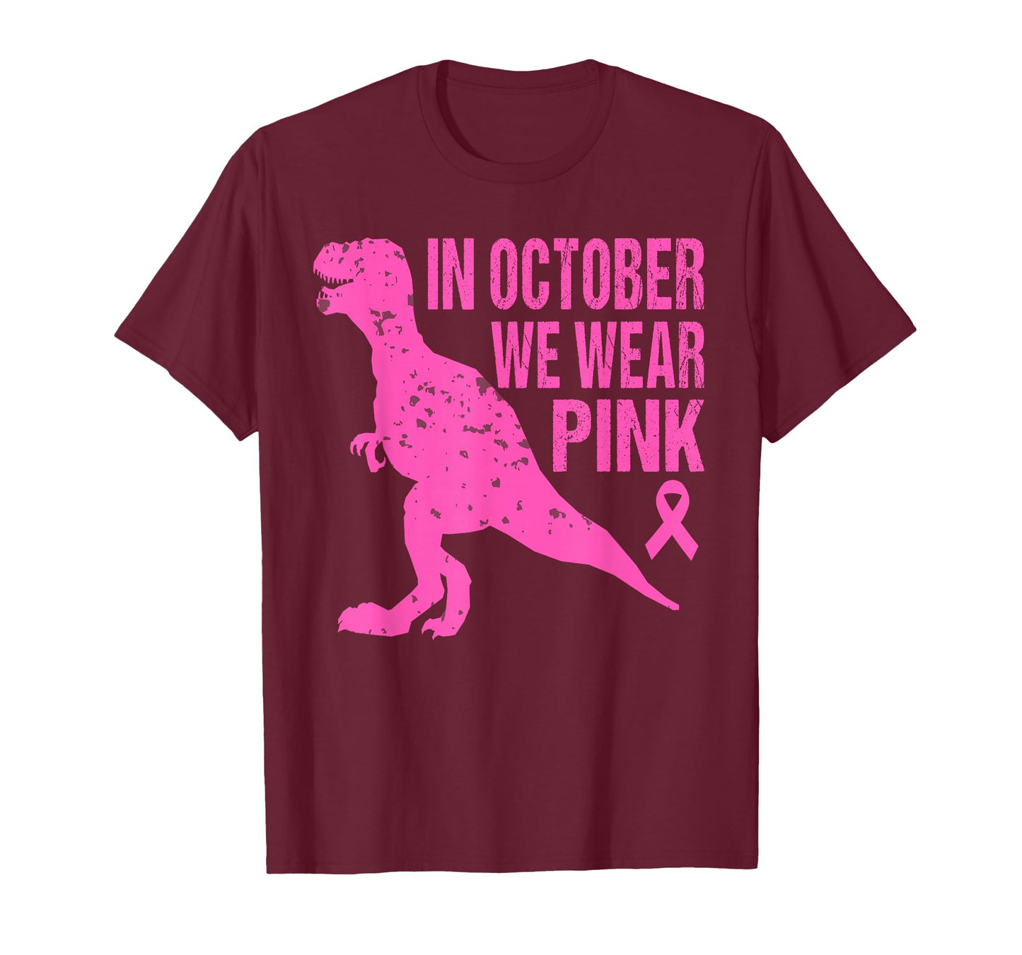 in October We Wear Pink Breast Cancer Trex Dino Kids Toddler T-Shirt