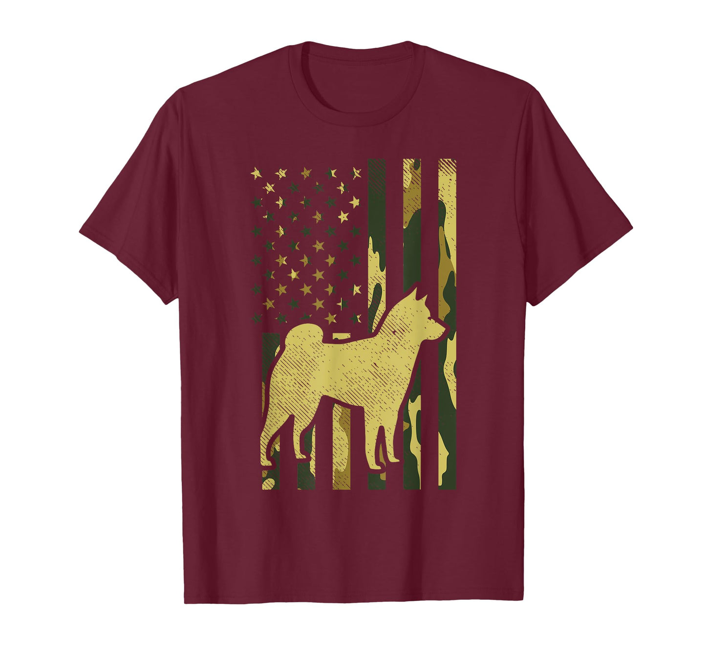 Camo US Flag Shiba Inu Akita Pet Japanese Dog Patriotic Gift T-Shirt