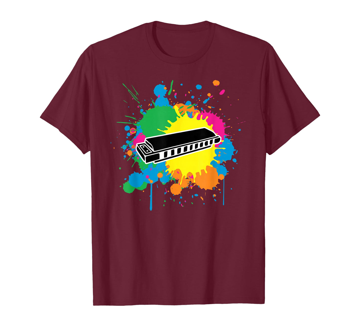 Harmonica Paint Splash Graphic T-Shirt For Harmonica Lovers T-Shirt