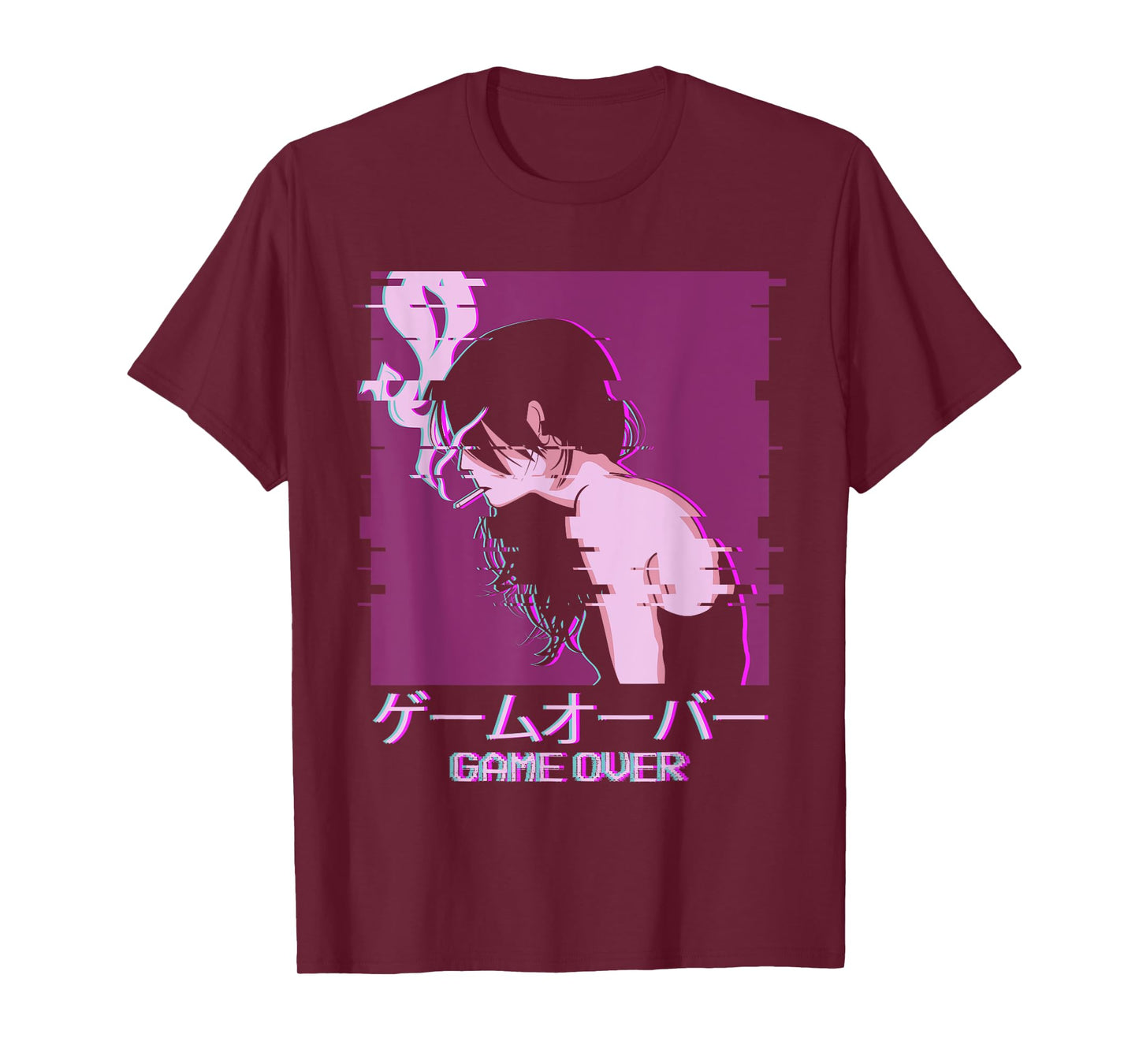 Japanese Vaporwave Sad Anime Girl Game Over Aesthetic T-Shirt
