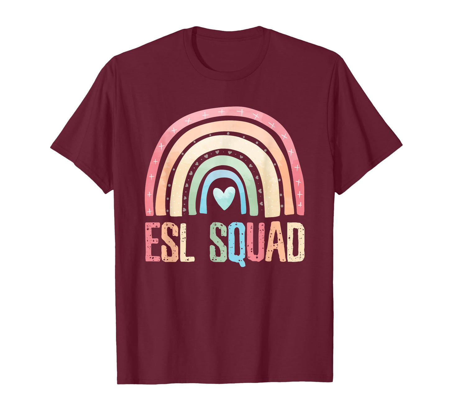 ESL Squad Teacher Crew Team Back To School English Rainbow T-Shirt