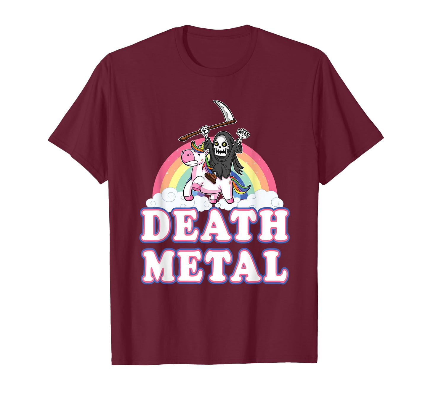Death Metal T-Shirt Funny Rainbow Grim Reaper Unicorn Shirt T-Shirt