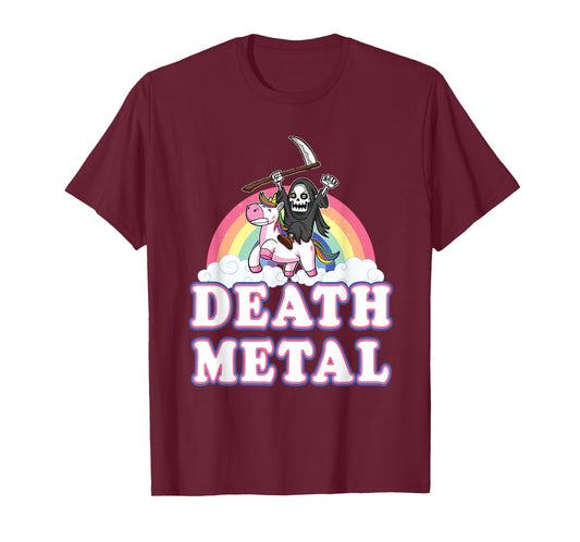 Death Metal T-Shirt Funny Rainbow Grim Reaper Unicorn Shirt T-Shirt