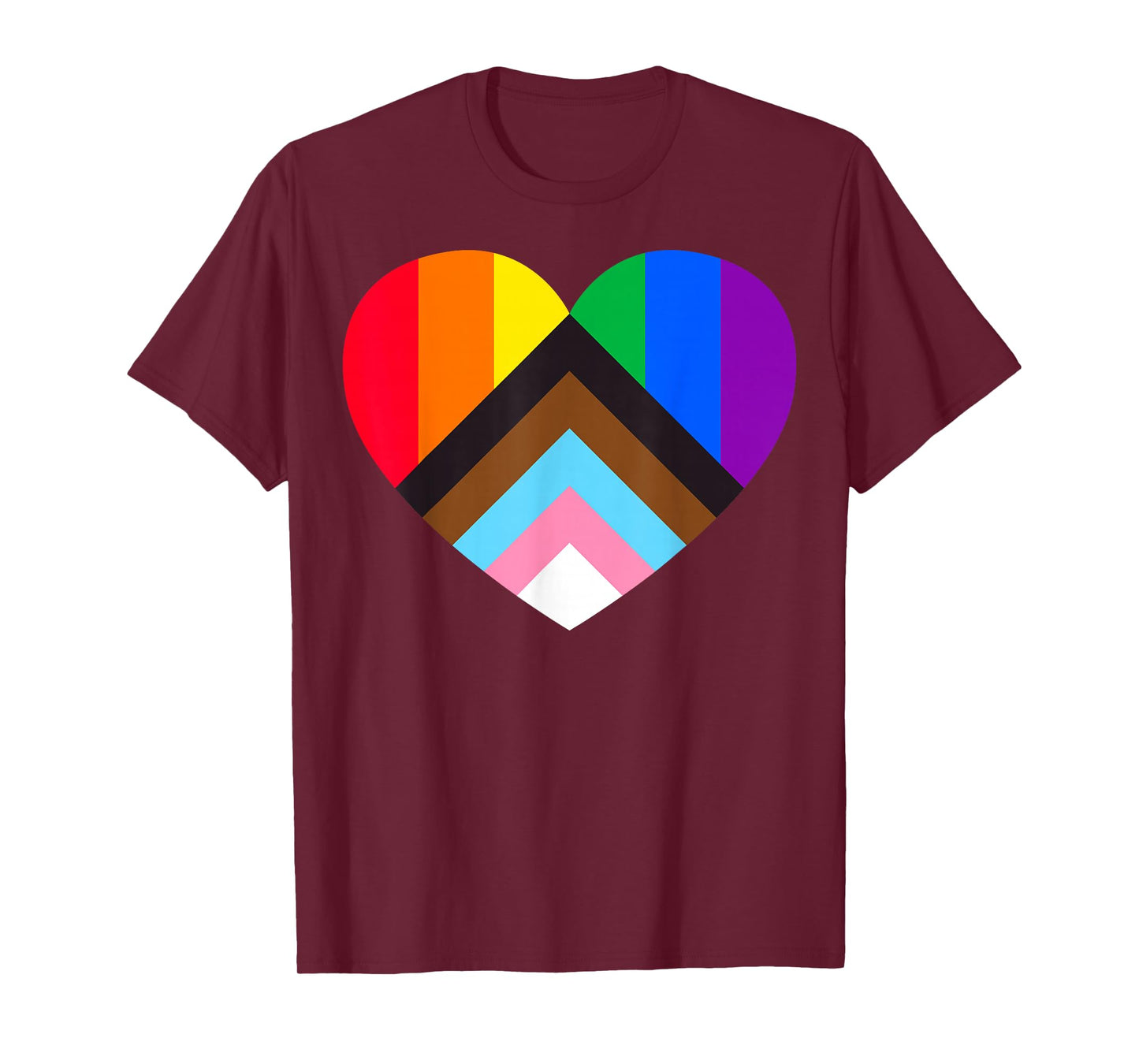 Progress Pride Rainbow Heart LGBTQ | Gay Lesbian Trans T-Shirt