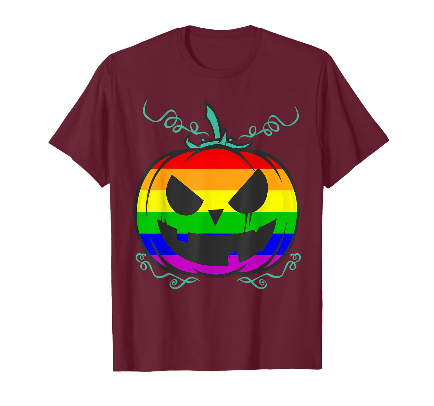 Funny LGBT Gay Pride Halloween Rainbow Flag Scary Pumpkin T-Shirt
