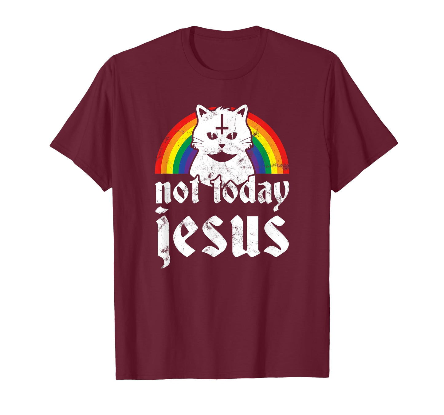 Not Today Jesus Shirt Rainbow Satanic Cat Goth Concert Gift T-Shirt