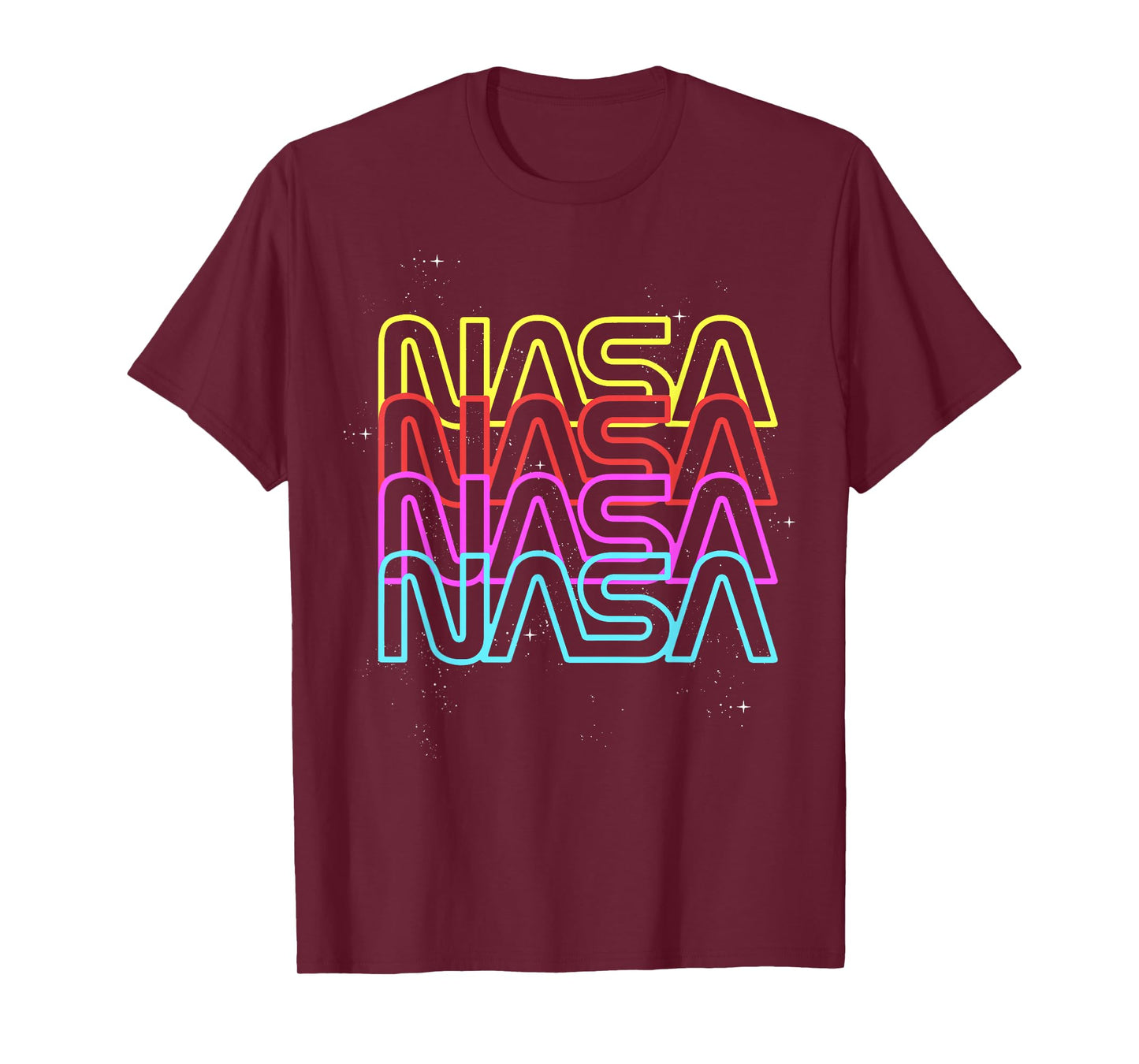 NASA Neon Rainbow Repeat Text Logo T-Shirt