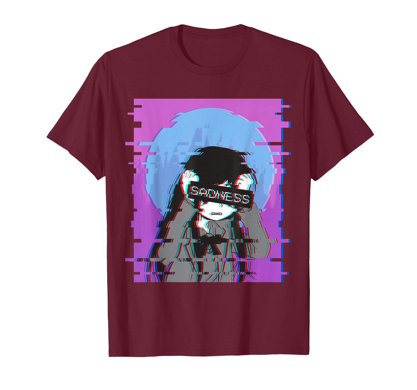 Sad Anime Girl - Japanese Aesthetic Vaporwave Anime Otaku T-Shirt