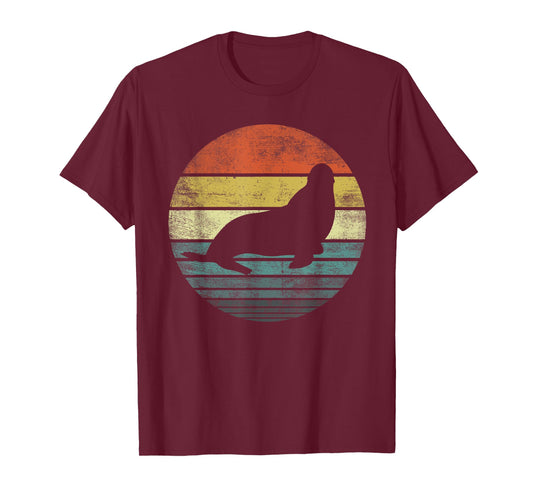 Seal Lover Gifts Retro Vintage Sea Lion Animal Silhouette T-Shirt
