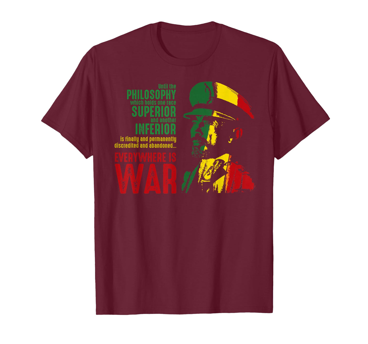 Haile Selassie Speech War Judah Lion Shirt Jah Bless Rasta T-Shirt