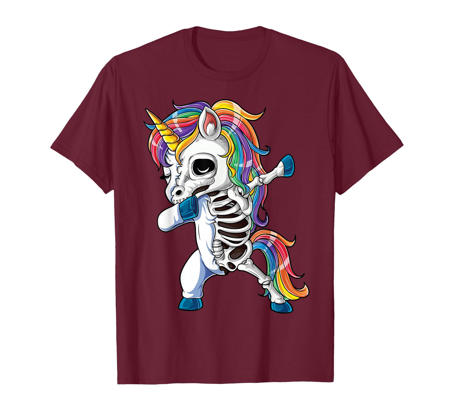 Dabbing Unicorn Skeleton Halloween Girls Boys Women Dab T-Shirt