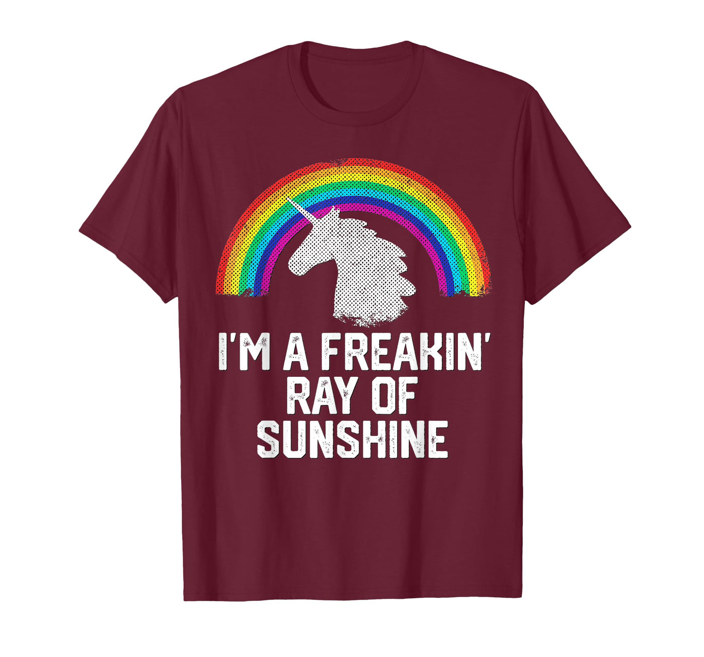 I'm A Freakin Ray of Sunshine Rainbow Unicorn Girls Women T-Shirt Small