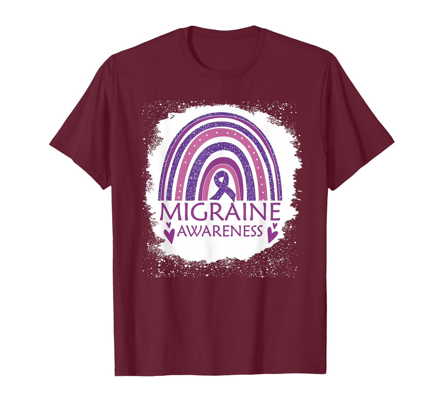 Migraine Awareness Bleached Rainbow Purple Ribbon Men T-Shirt