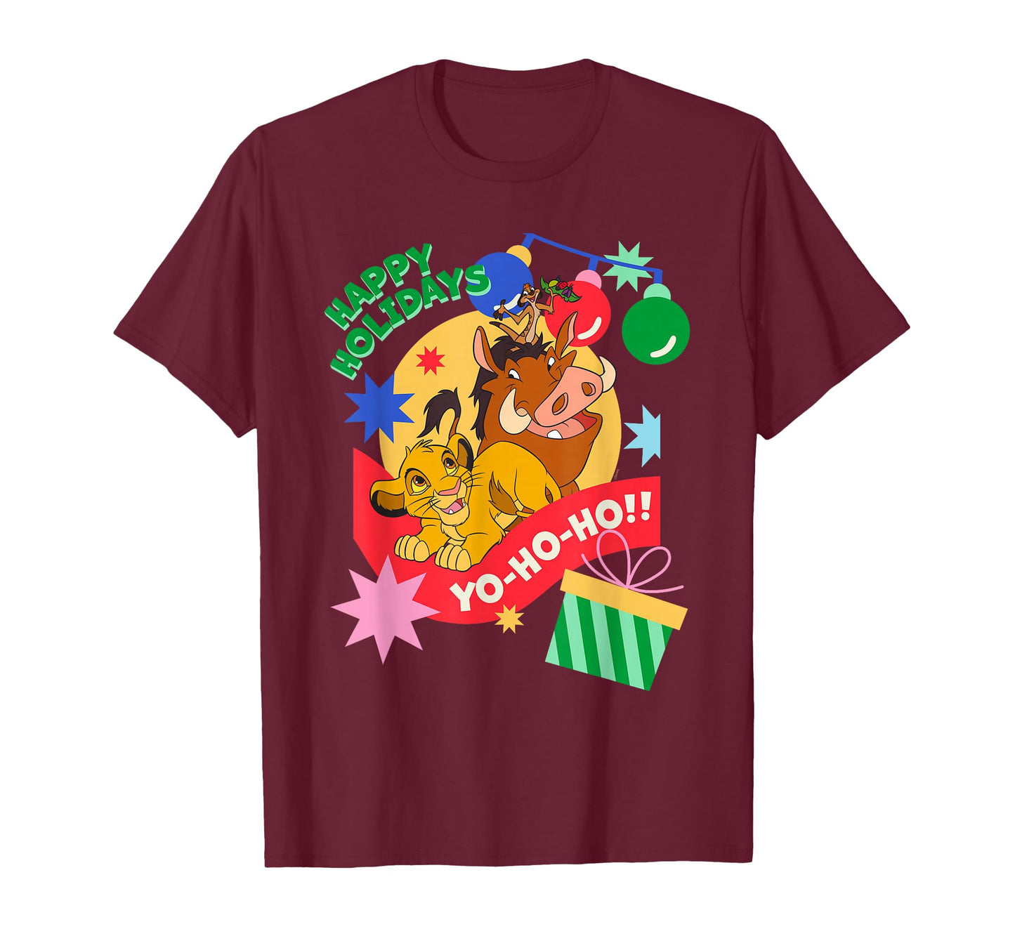 Disney The Lion King Simba Timon Pumbaa Happy Holidays T-Shirt