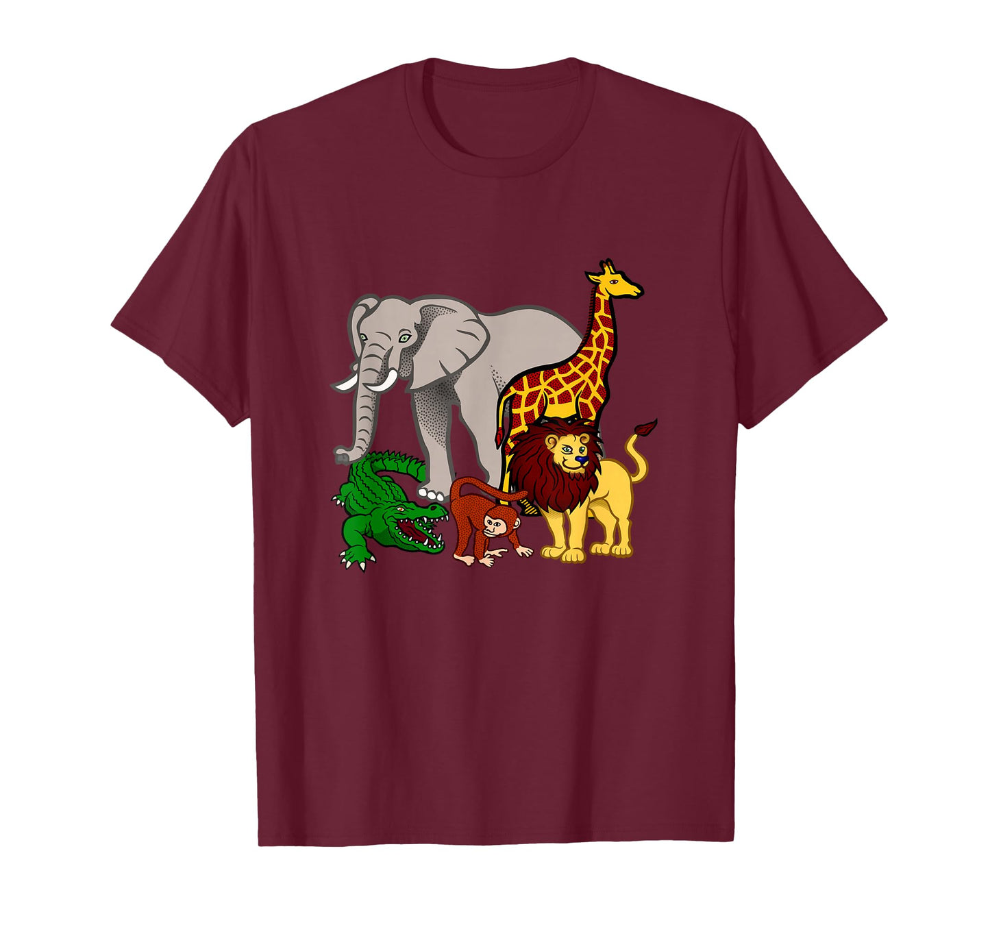 Kids Elephant T-Shirt Giraffe Boys Girls Lion Zoo Alligator T-Shirt