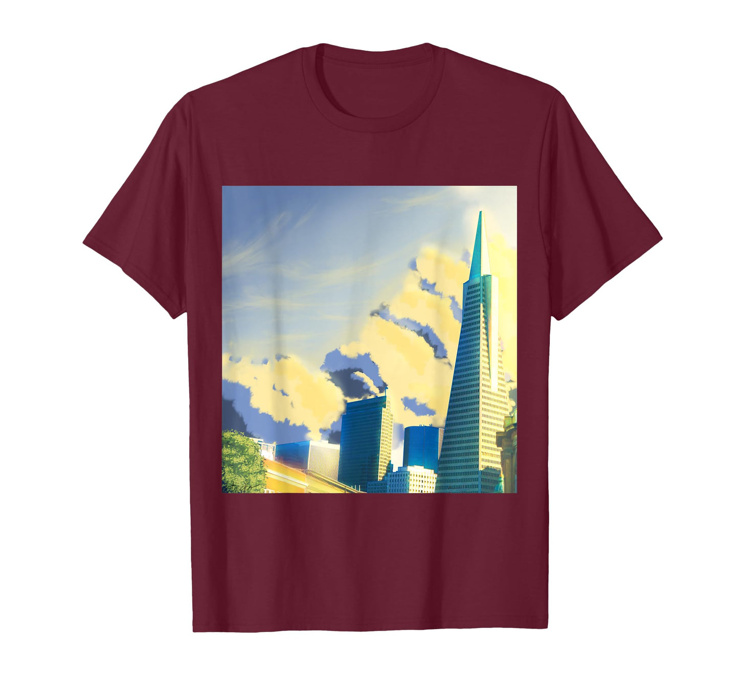 SF Transamerica Pyramid Scenery - Relaxing Anime Sunset T-Shirt