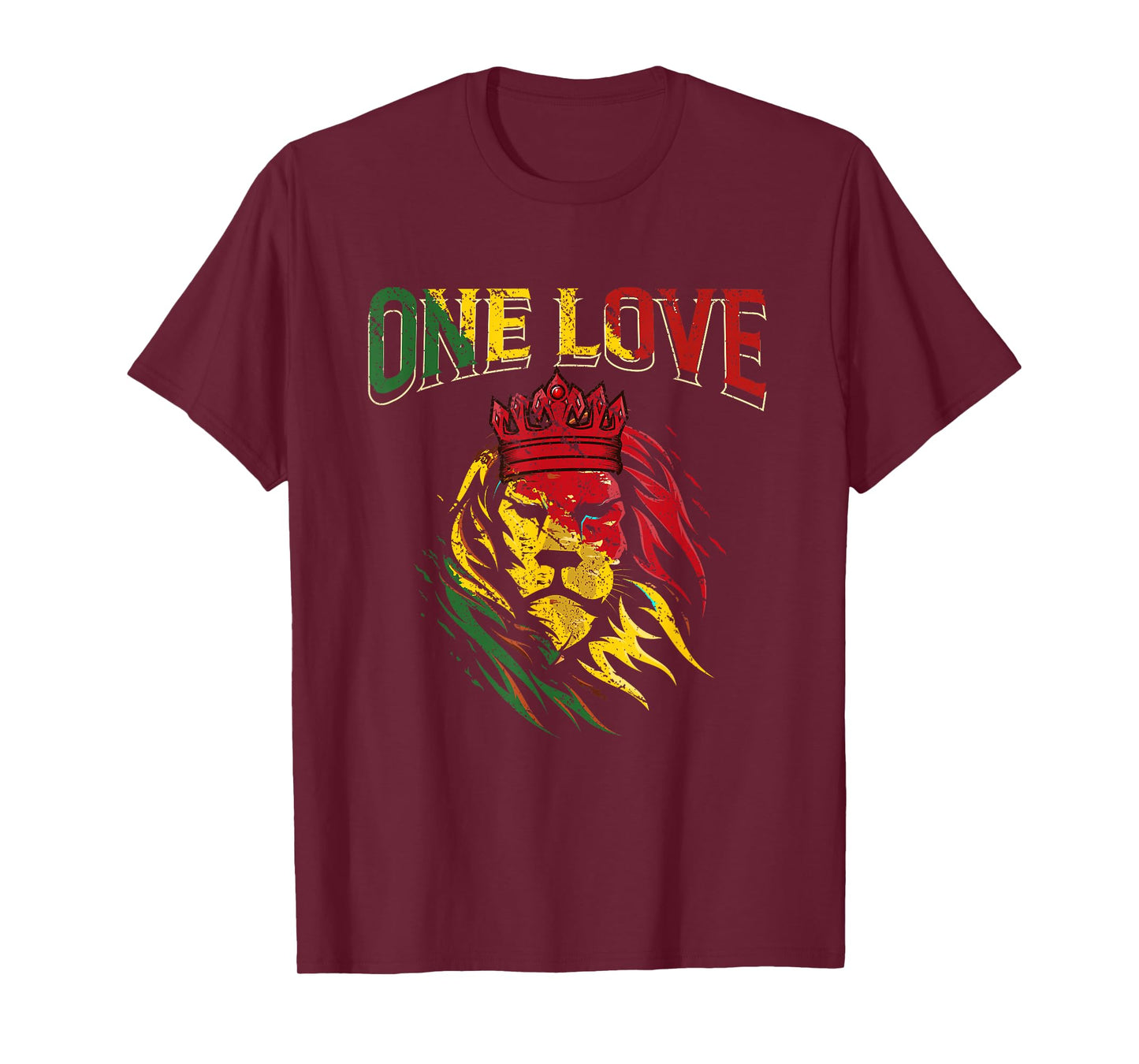 One Love Rasta Lion Jamaican Pride Reggae African T-Shirt