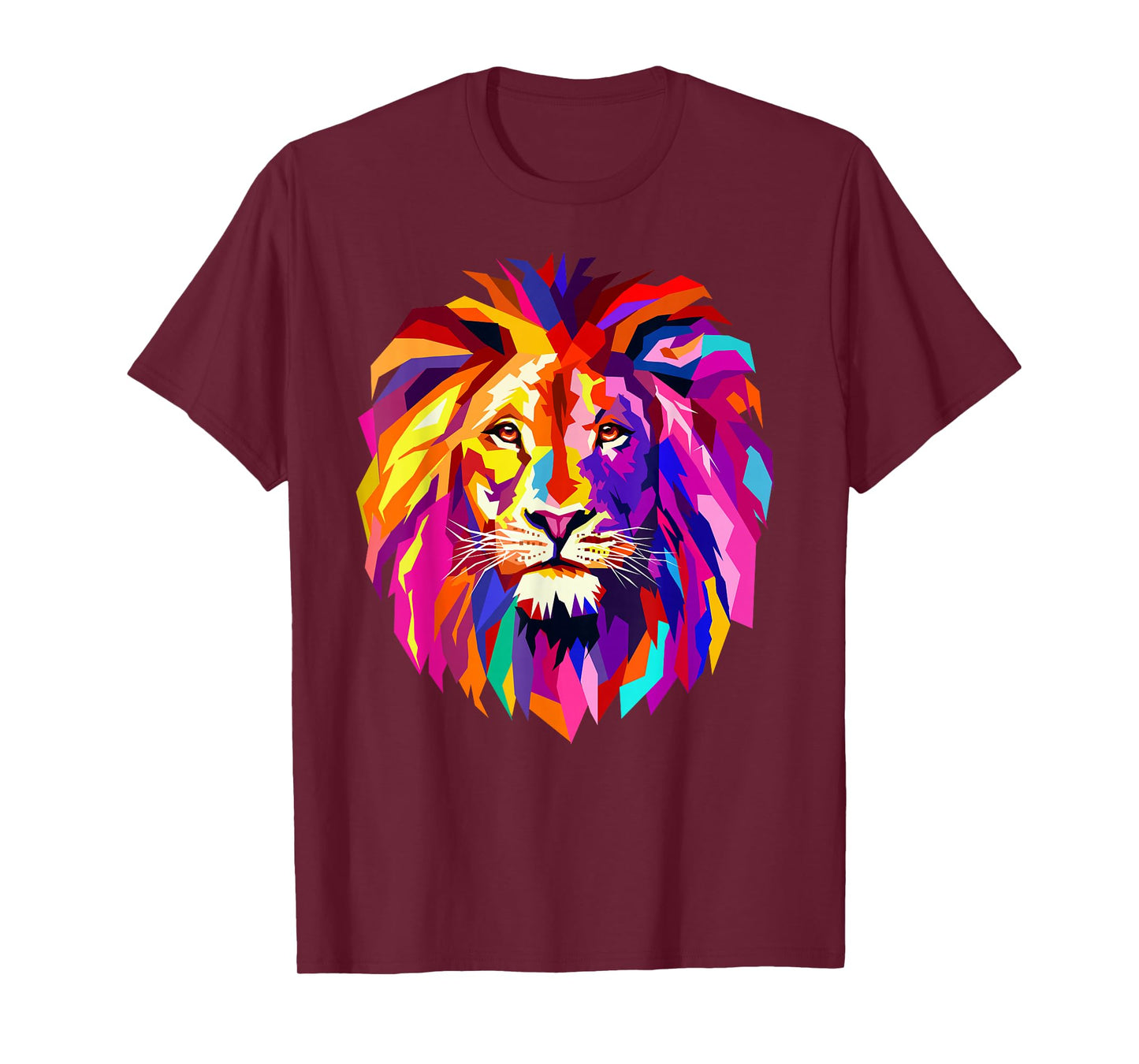 Cool Lion Head Design with Bright Colorful T-Shirt Small