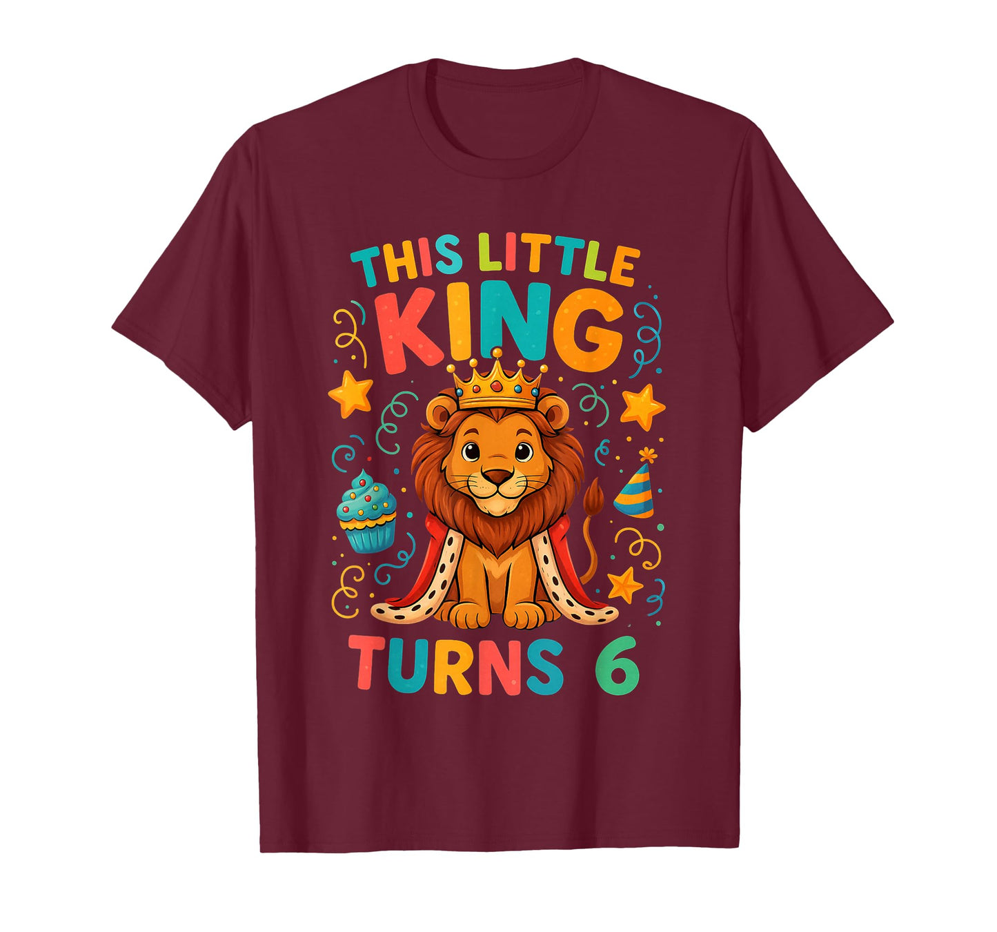 Cute Little Lion King Birthday Kids Boy Age 6 Party Outfit T-Shirt