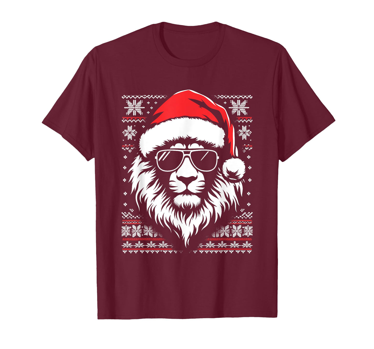 Lion King Santa Hat - Vintage Lion Xmas Ugly Christmas T-Shirt
