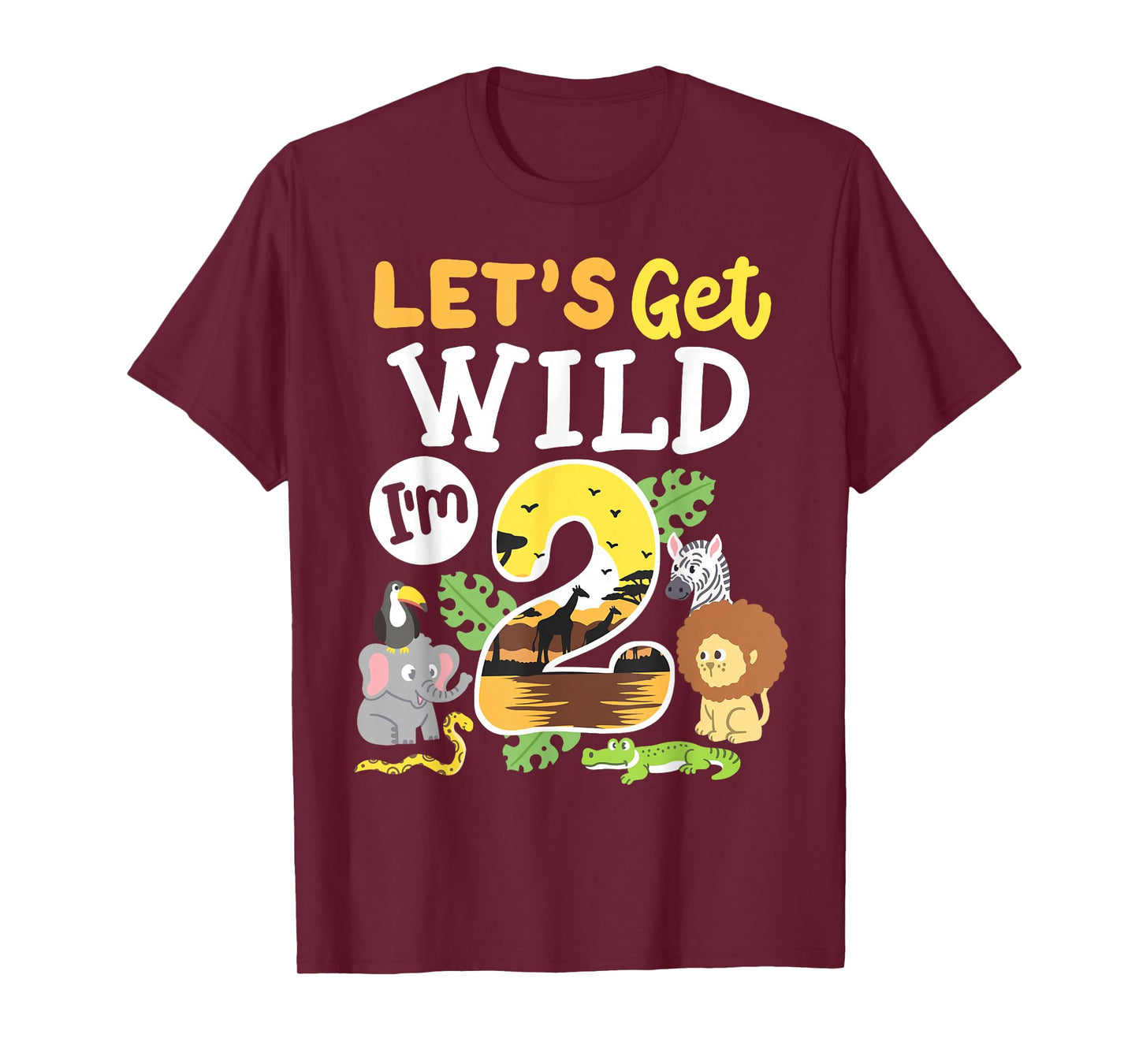 Jungle Safari Let's Get Wild 2nd Birthday Zoo 2 Year Old Kid T-Shirt