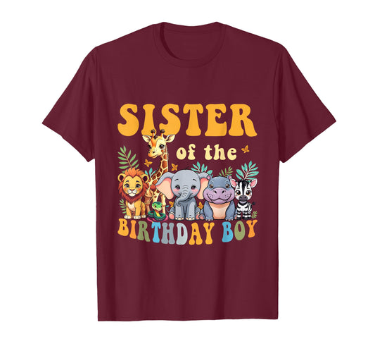 Sister of the Birthday Boy Kid Safari Jungle Animal Matching T-Shirt