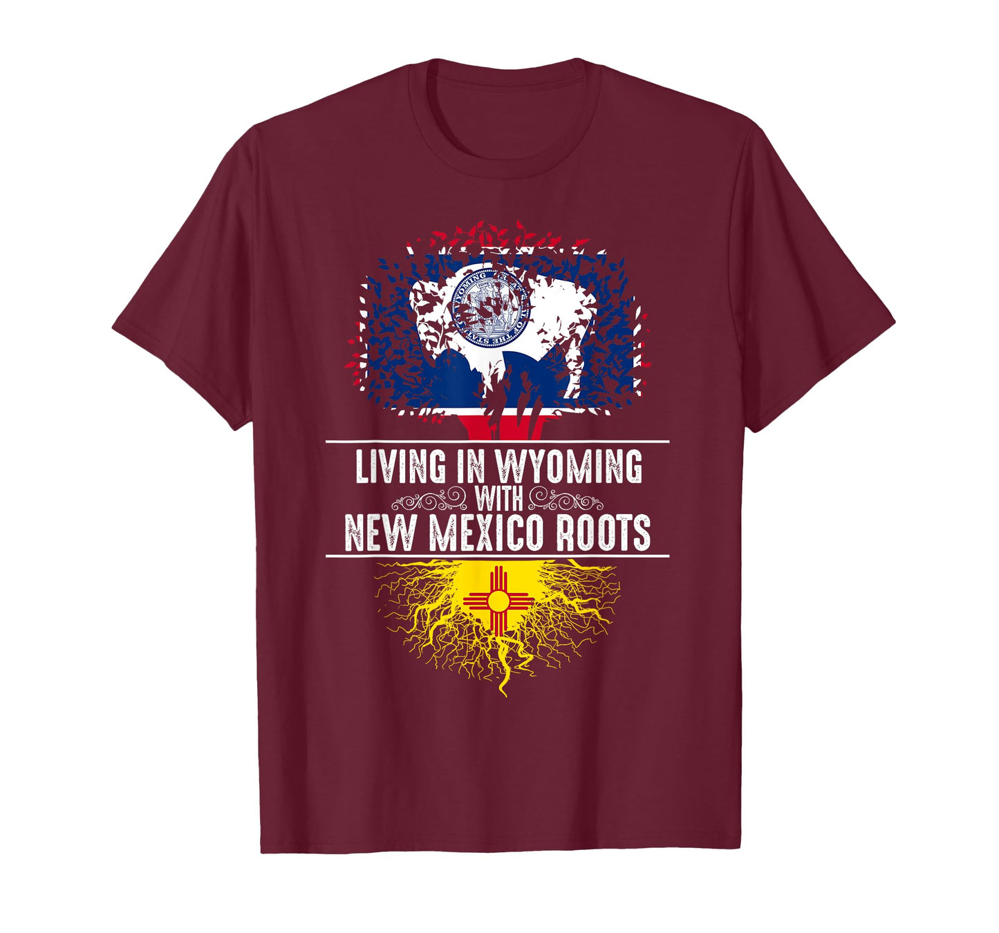 Wyoming Home New Mexico Roots State Tree Flag Gift T-Shirt