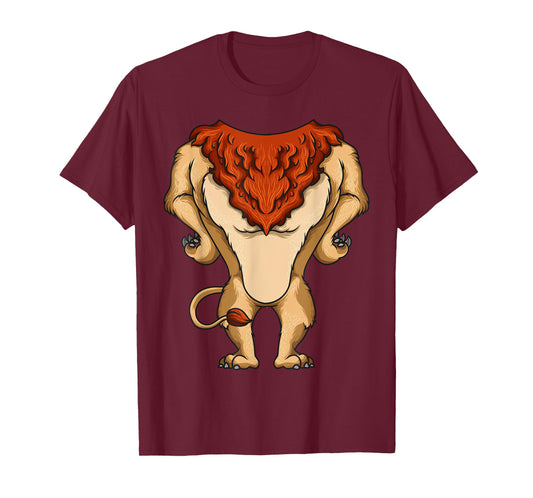 Cute Headless Lion Costume Halloween Funny Big Cat Mane Gift T-Shirt