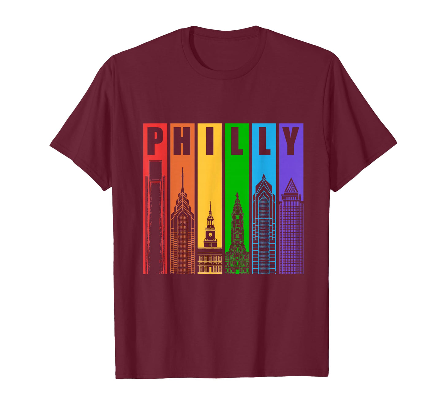 Philly Gay Pride LGBT Philadelphia Skyline Rainbow Flag T-Shirt